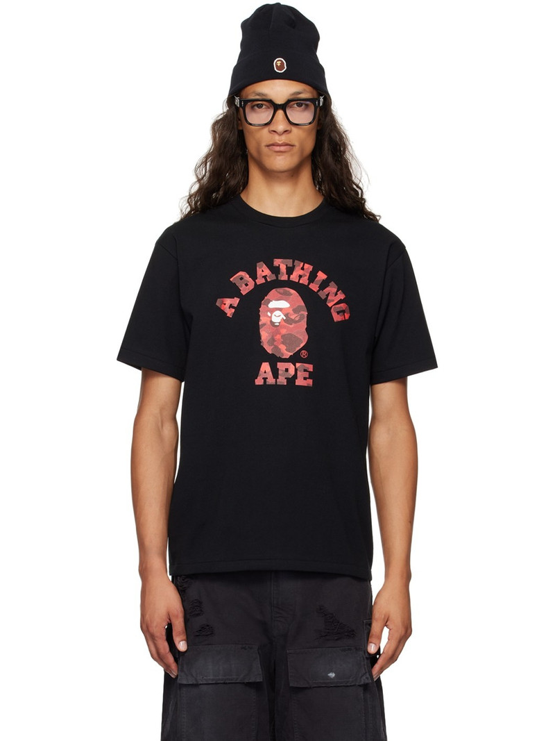 Black Color Camo College T-Shirt - 1
