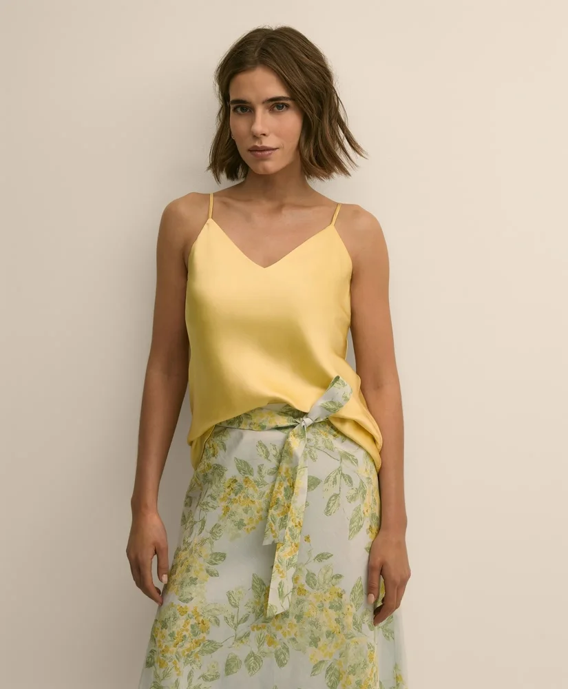 V-Neck Cami in Washable Silk Charmeuse - 1
