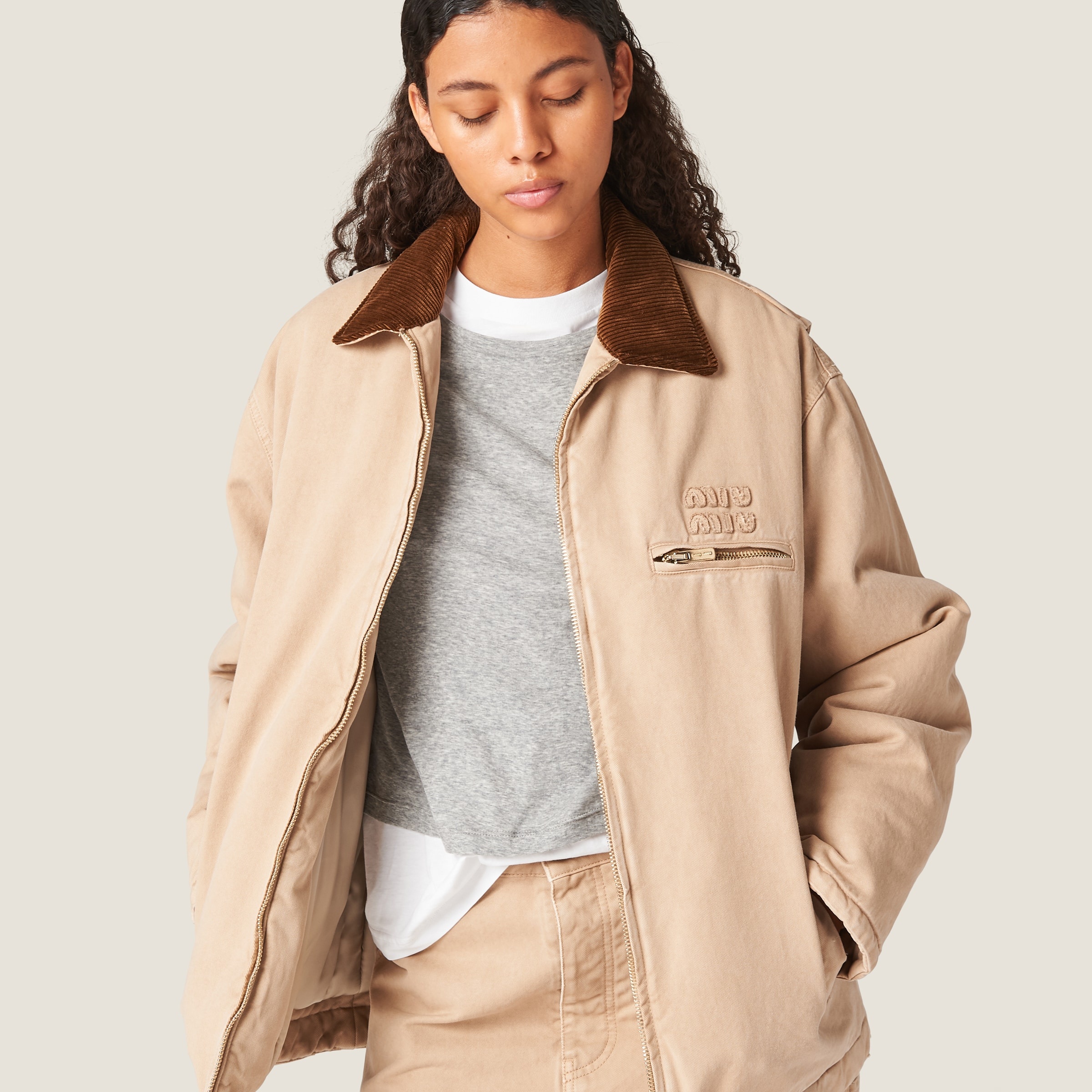 Embroidered garment-dyed gabardine blouson jacket - 4