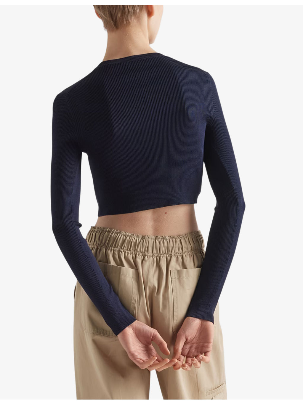 Logo-intarsia cropped silk jumper - 4