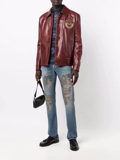 Etro camouflage-embroidery jeans outlook