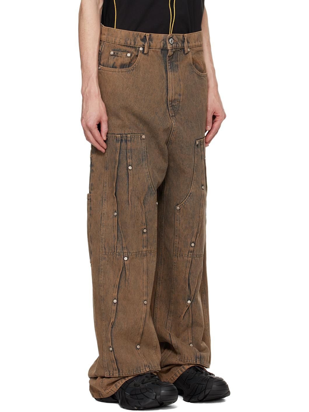Brown Workwear Multi Rivet Jeans - 2