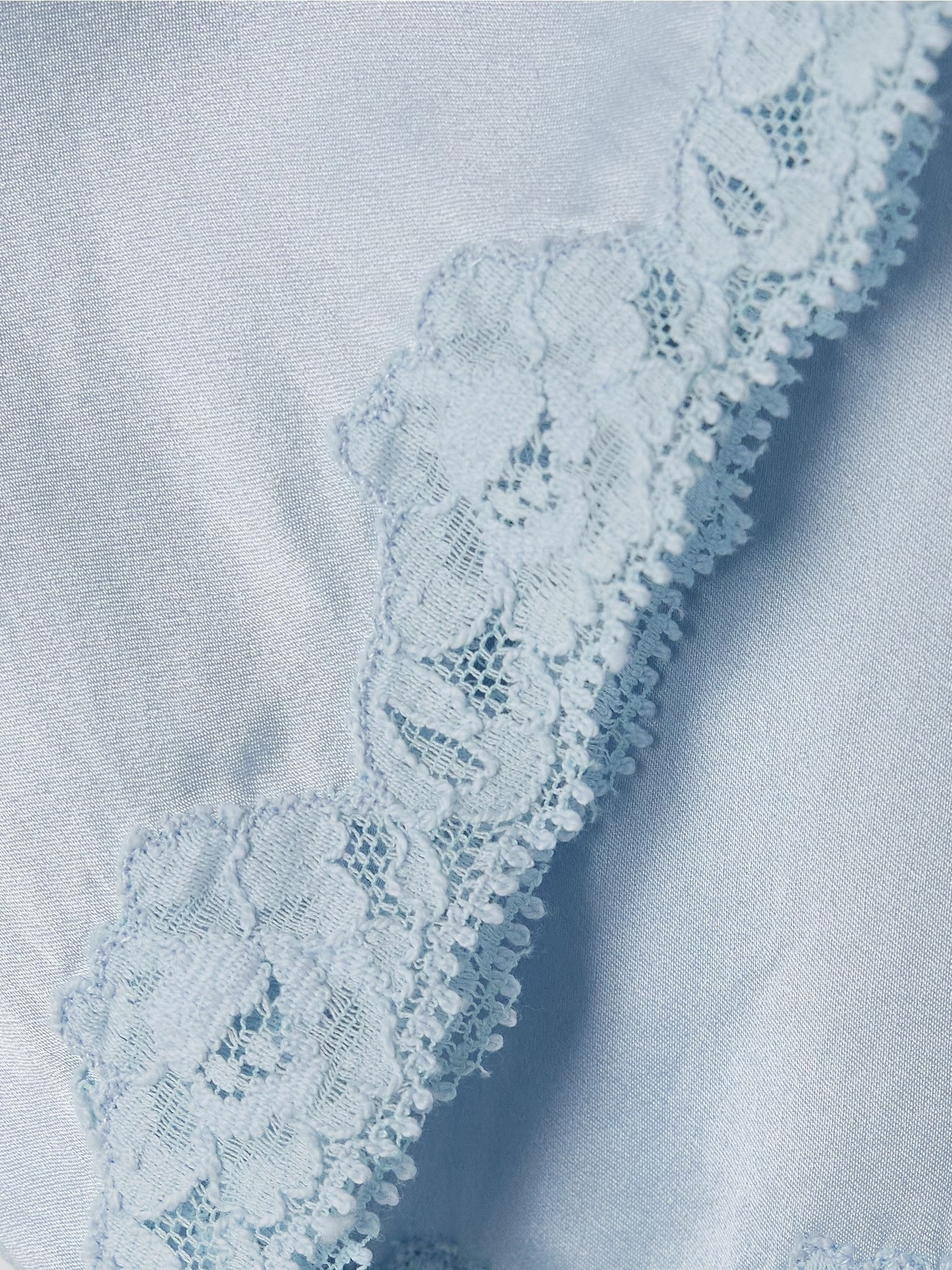 Kilari cotton-blend lace-trimmed silk-charmeuse camisole Light blue - 5