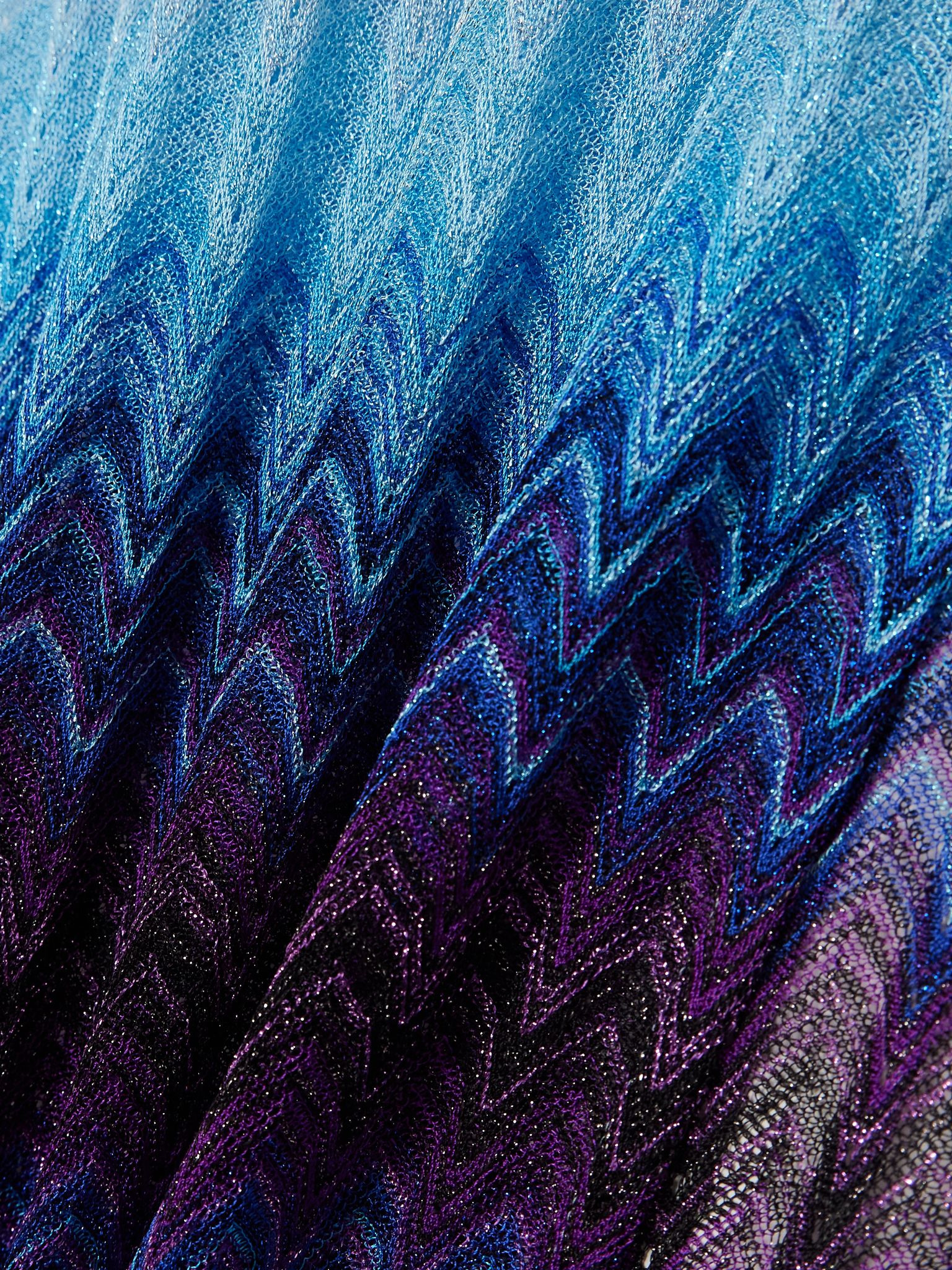 Ombré metallic crochet-knit midi skirt Blue - 4
