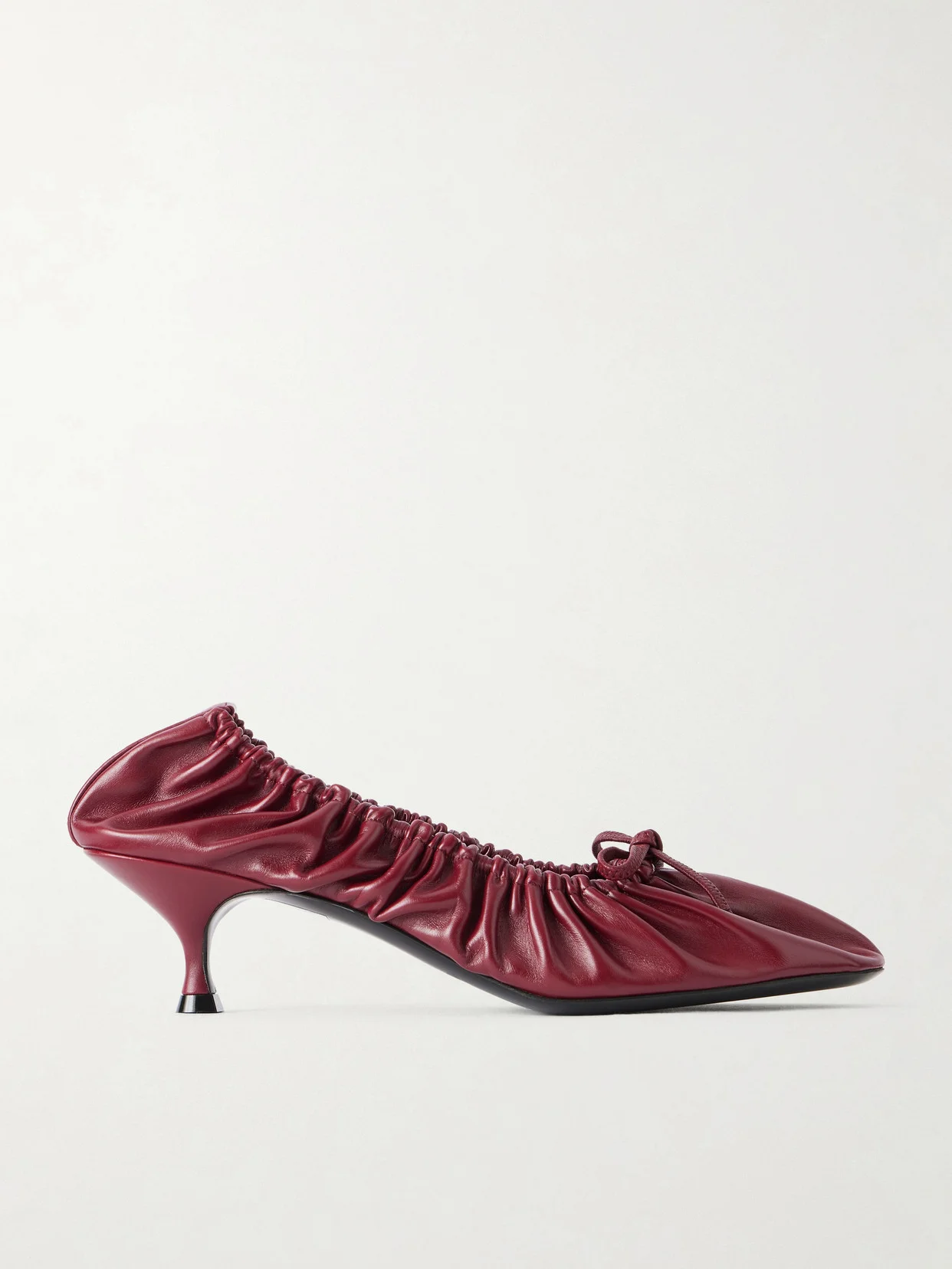 Gather Around 55 Bow-detailed Gathered Leather Pumps - 1