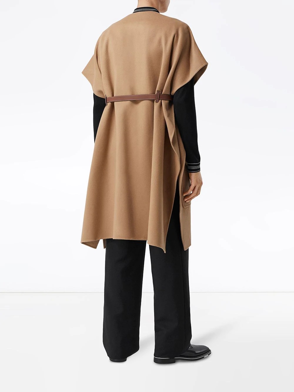 belted oversized buttoned cape - 4