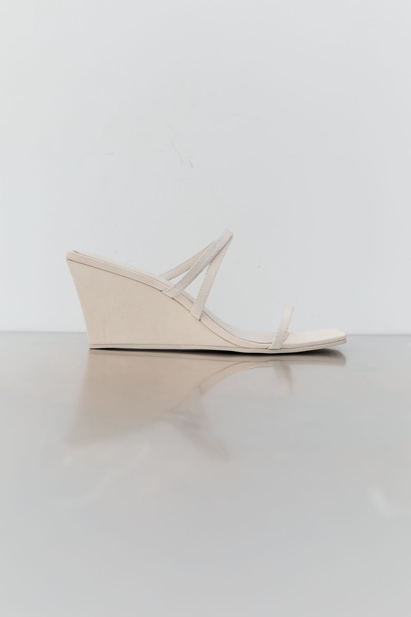 Cross Strap Wedge - Ivory 3