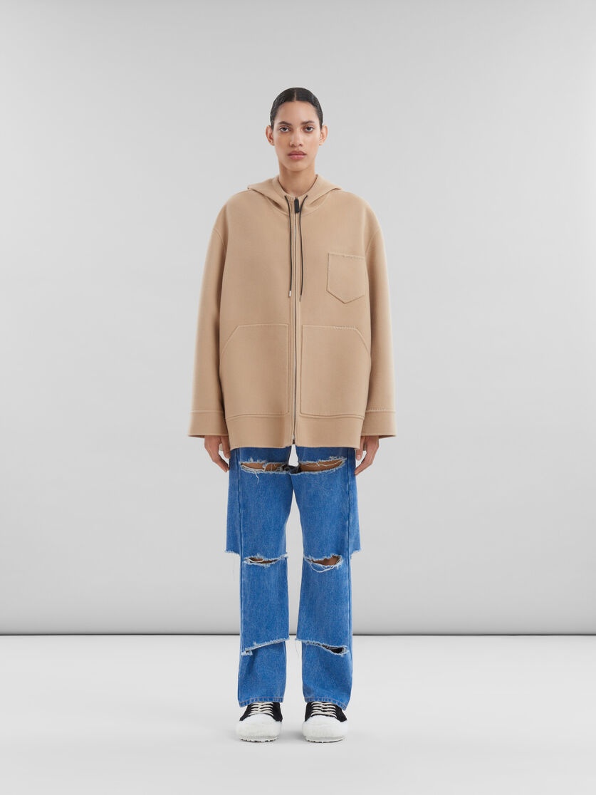 BEIGE WOOL-CASHMERE PARKA WITH MARNI MENDING - 2