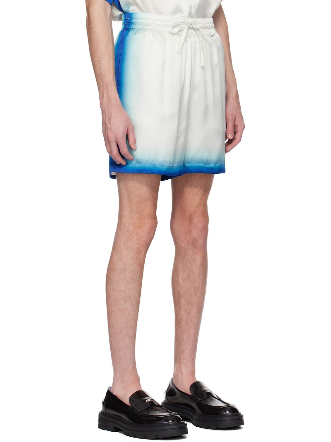 White & Blue 'Casa Way' Skate Silk Shorts - 2