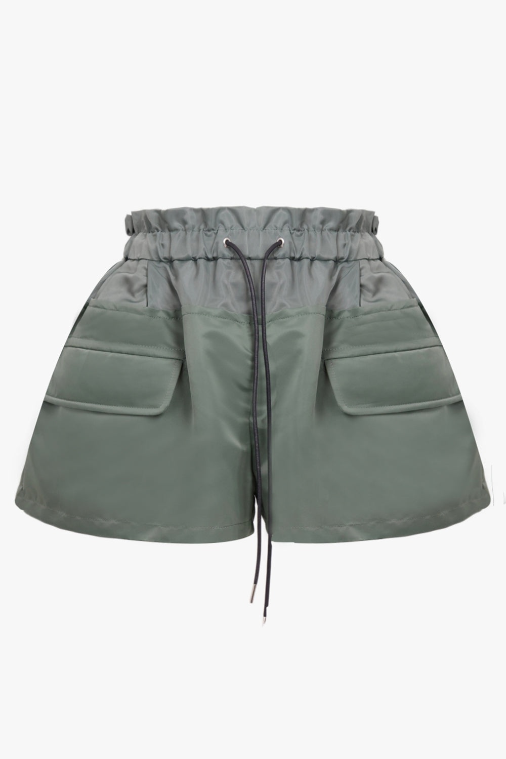 DRAWSTRING PUFFED SHORT | KHAKI/ORANGE - 1