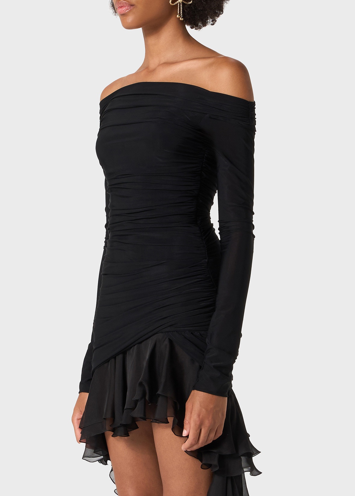 MINI DRESS IN JERSEY WITH CHIFFON TRAIN - 5