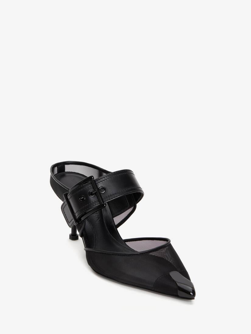 Punk Buckle Mule in Black - 2