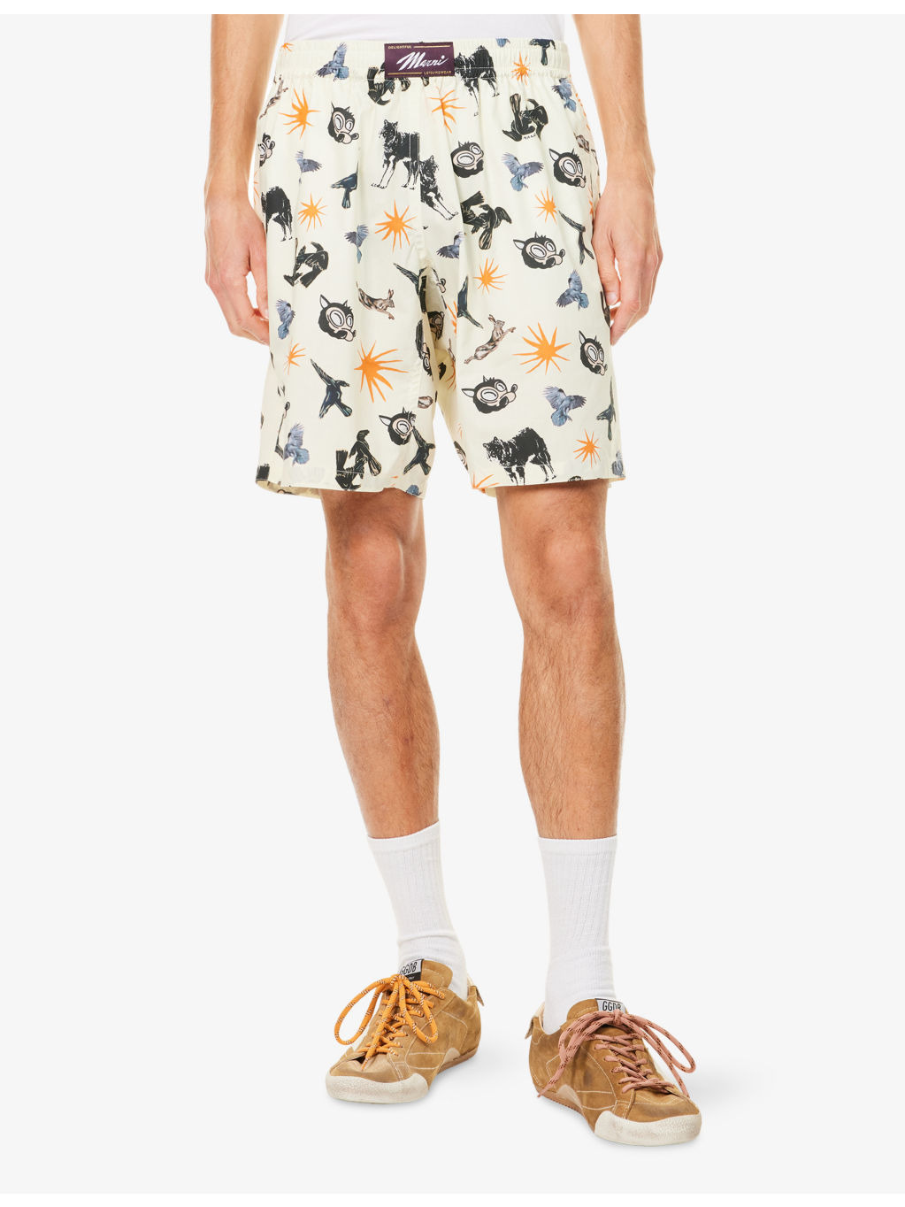 Graphic-Print Relaxed-Fit Cotton Shorts - 3