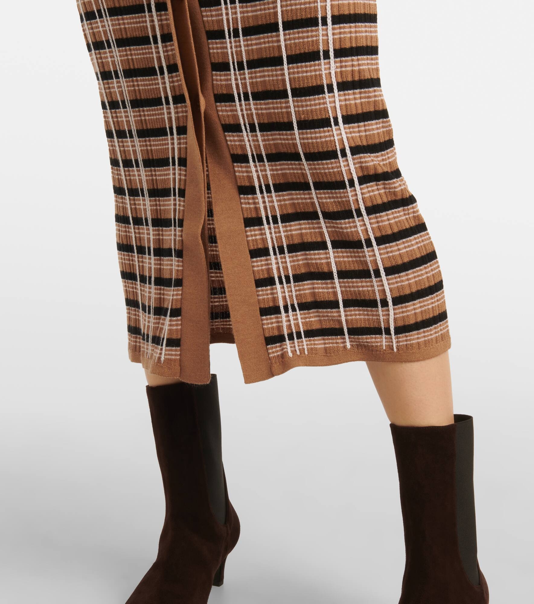 Checked wool and silk maxi skirt - 5