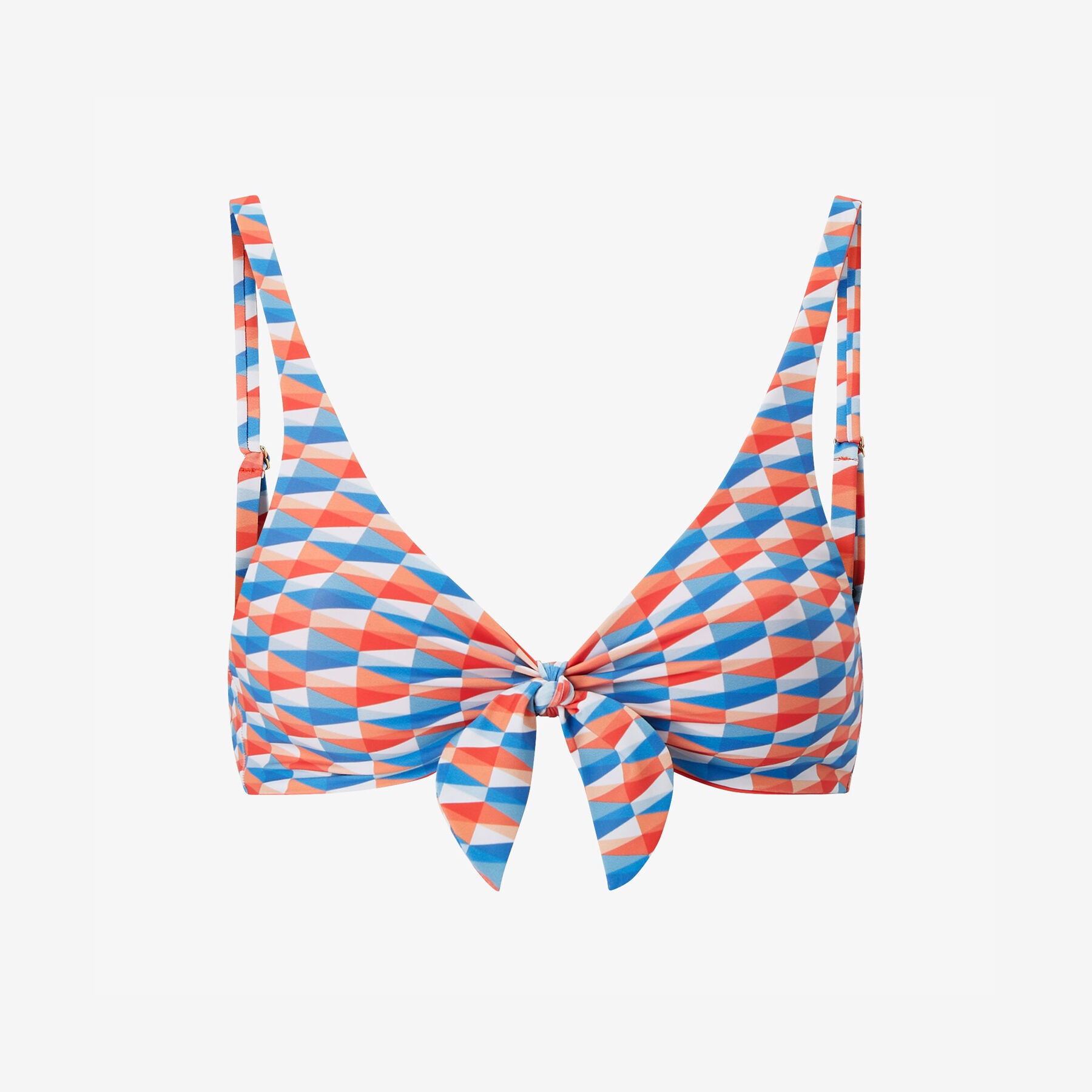 Apia
Paprika/Sky Diamond Print Recycled Nylon and Lycra Bikini Top - 1