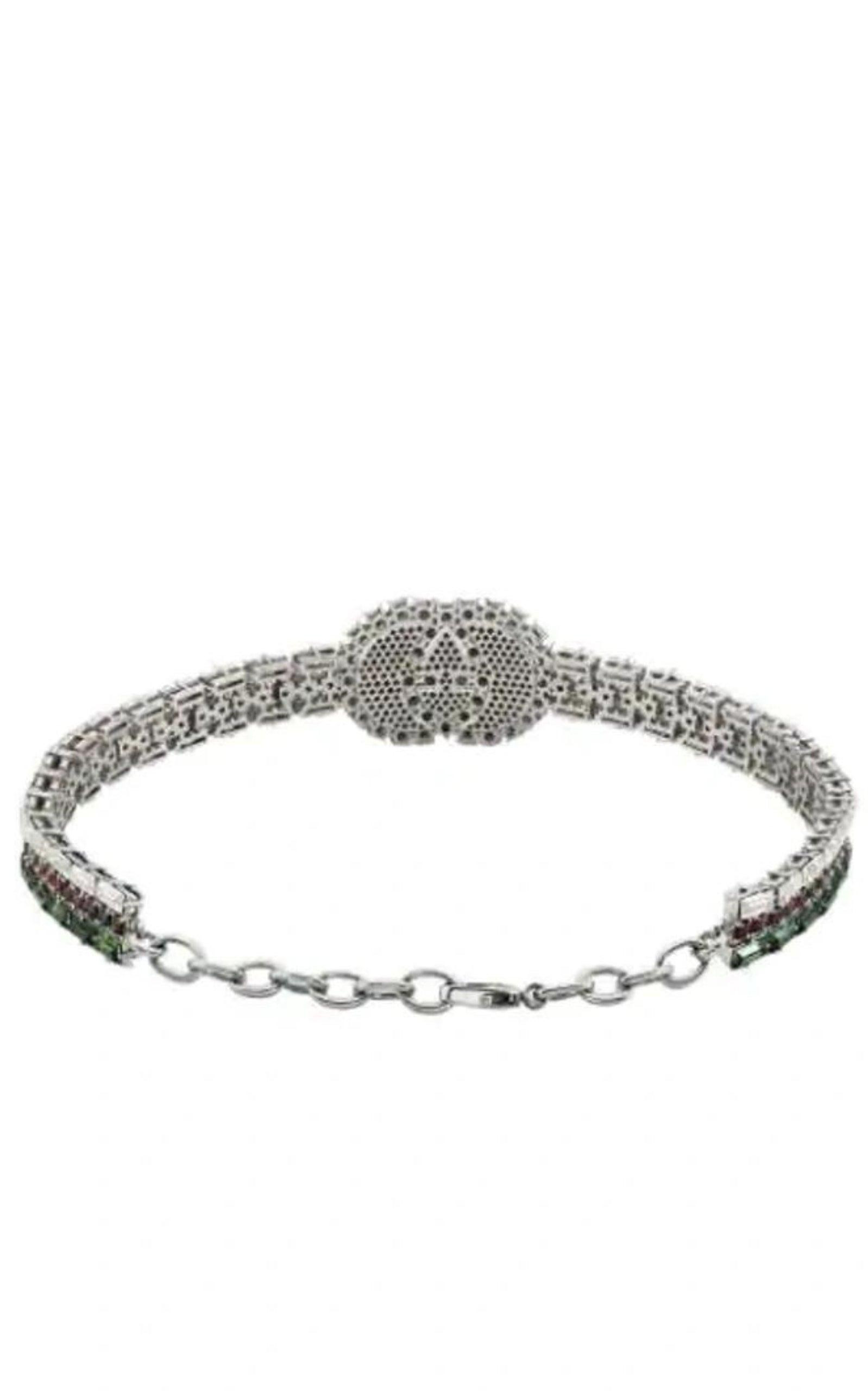 Green Crystal-embellished Tennis Gg Choker - 3