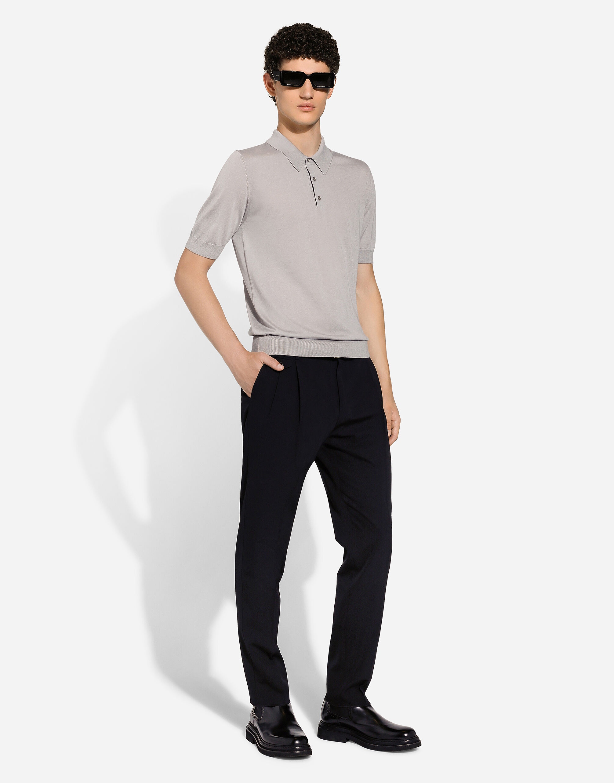 Cashmere and silk polo-shirt - 5