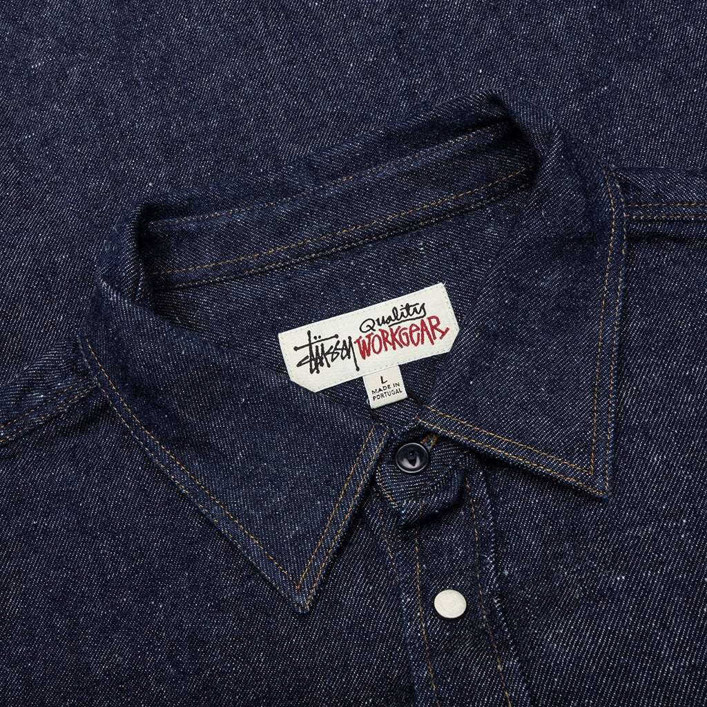 BOXY WESTERN DENIM L/S SHIRT - DARK DENIM - 3