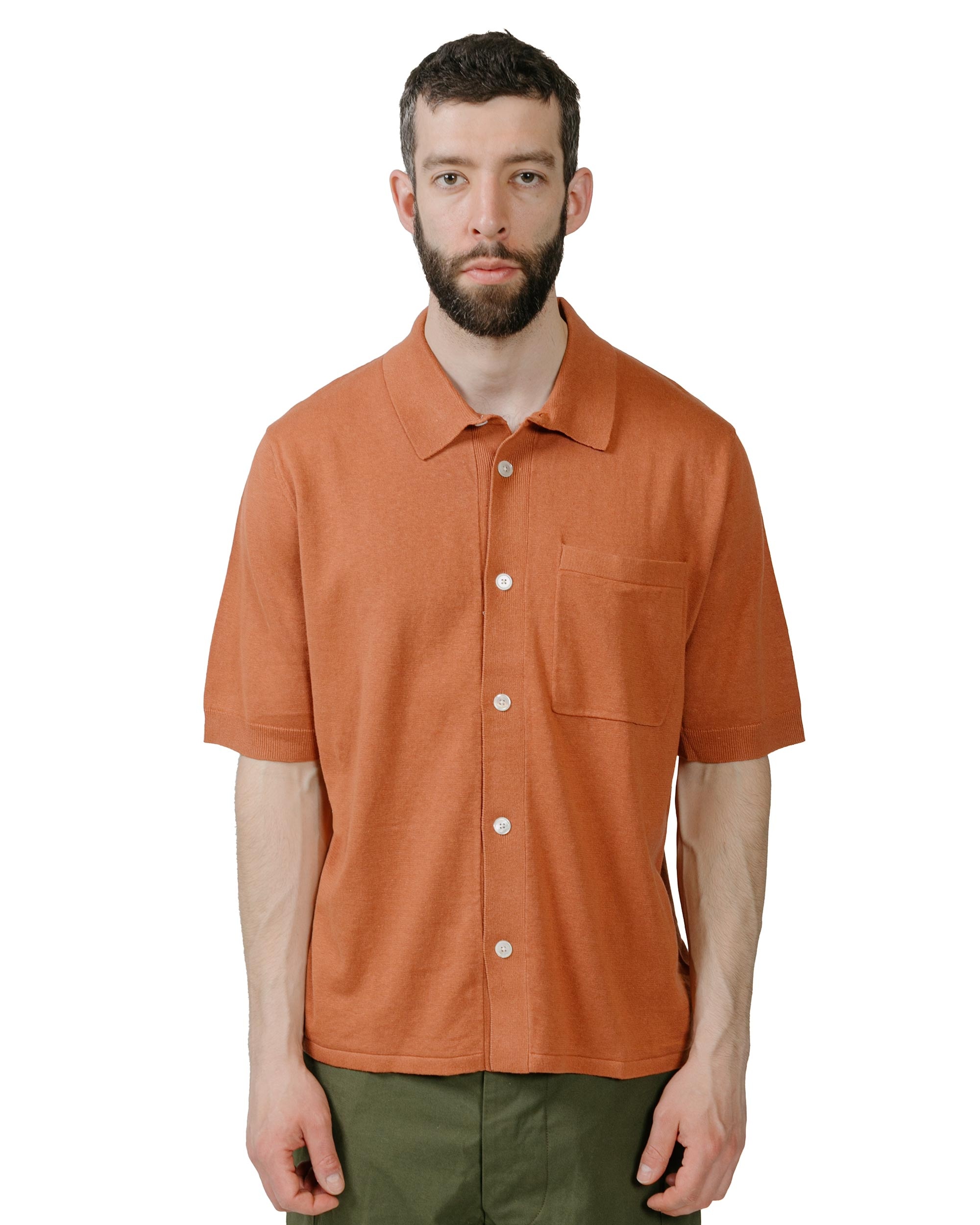 Rollo Cotton Linen SS Shirt Red Clay - 2