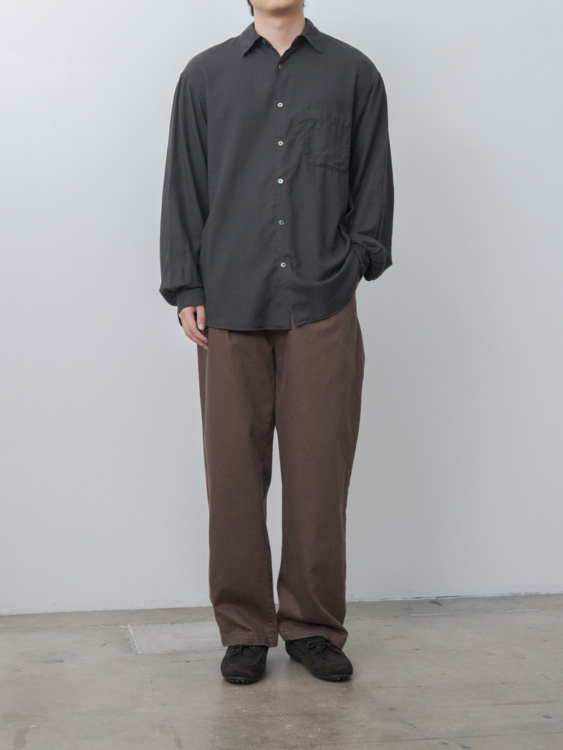 Cotton Silk Twill Garment-dyed Loose Shirt - Carbon 8