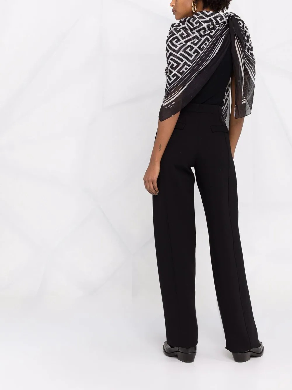 high-waisted wool blend trousers - 6