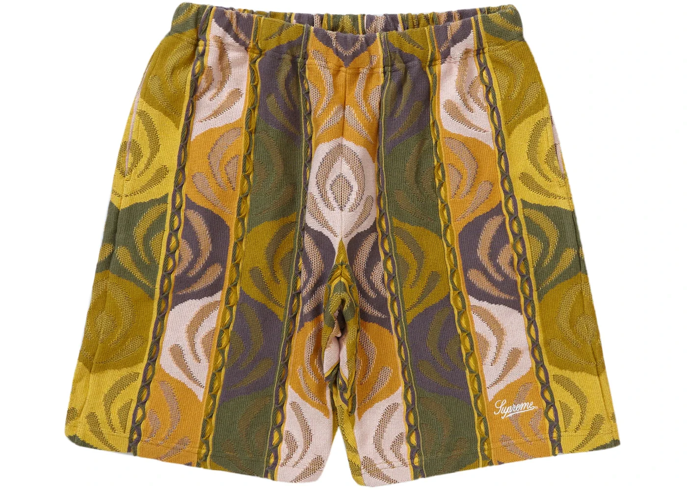 Supreme Abstract Textured Knit Short Dark Olive - 1