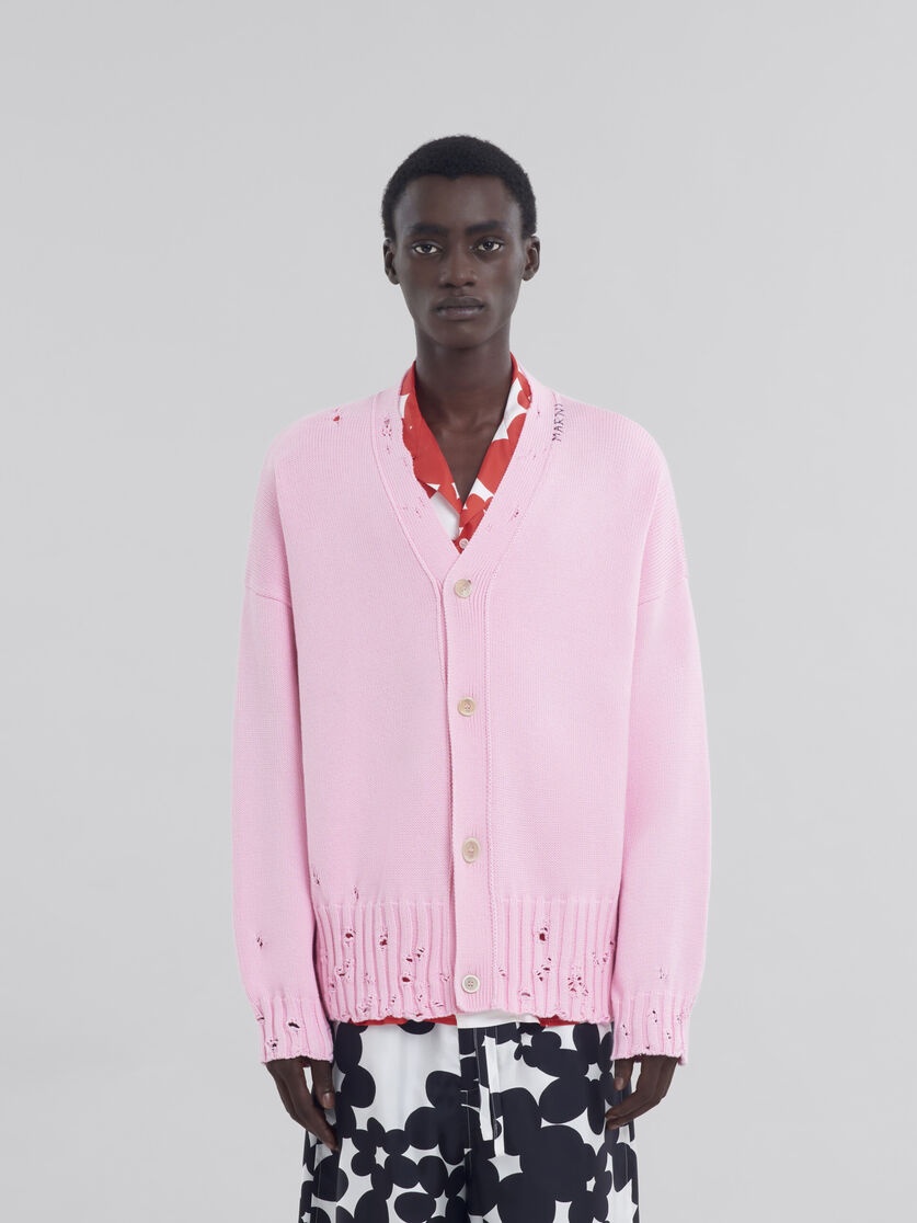 PINK COTTON CARDIGAN WITH MARNI SYMBOL - 2