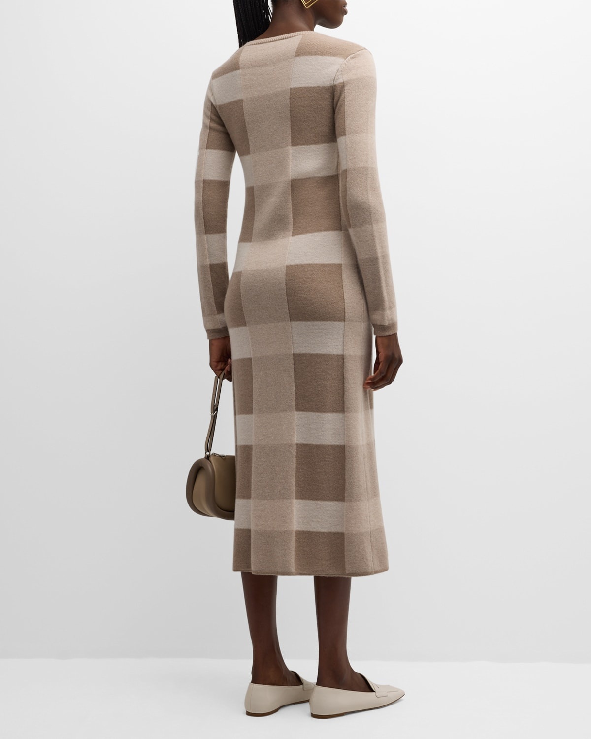 Wool-Cashmere Check Midi Sweater Dress - 6