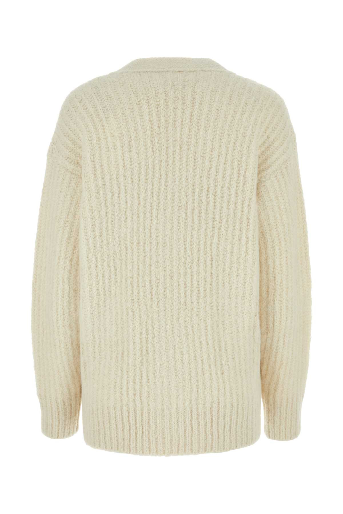 Ami Women Ivory Alpaca Blend Cardigan - 2