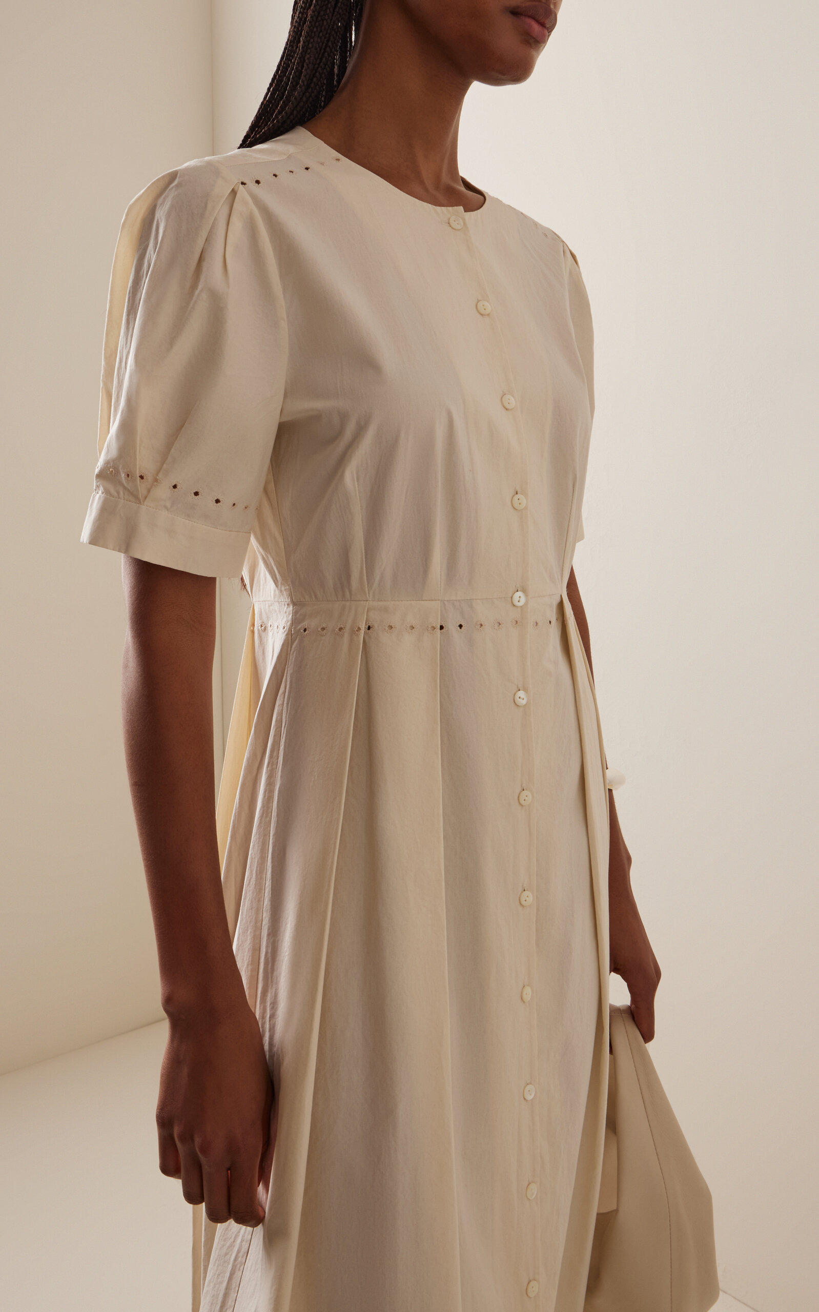 Harper Cotton Midi Dress ivory - 3