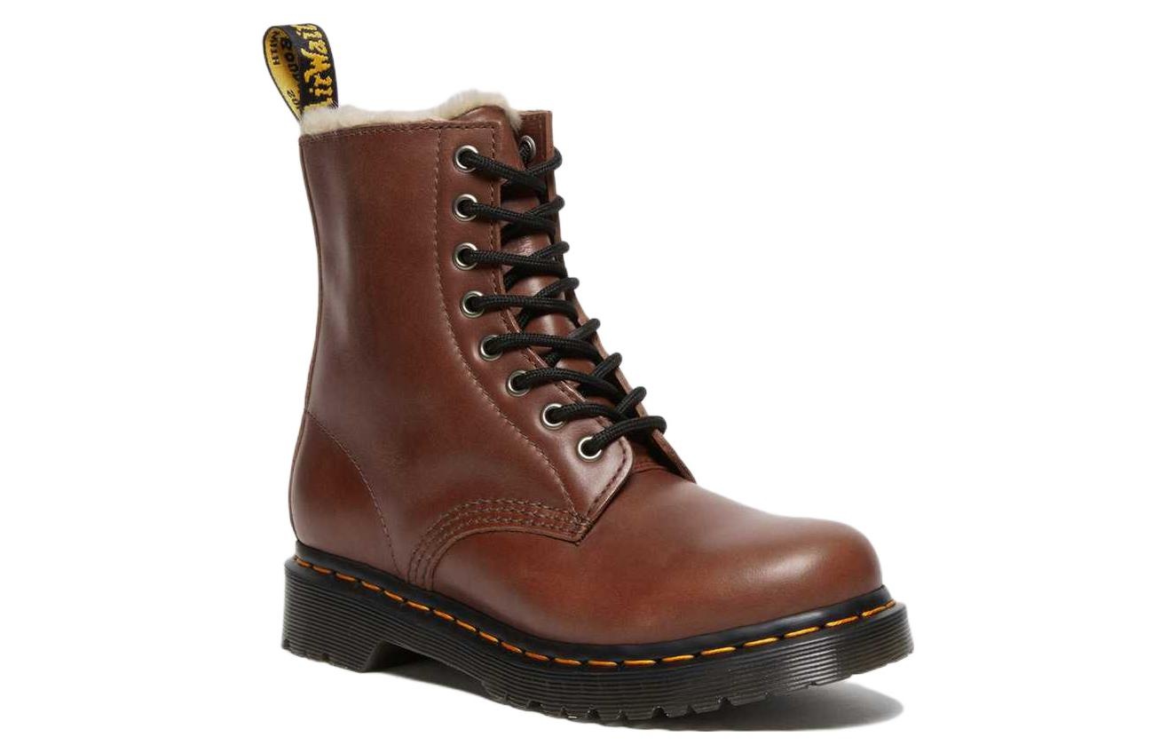 (WMNS) Dr. Martens 1460 Serena Faux Fur Lined Leather Lace Up Boots 'Tan' 27782225 - 2