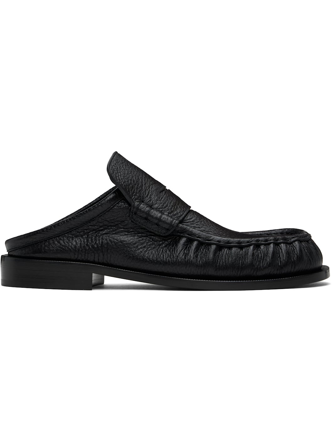Black Leather Slip-on Loafers - 1