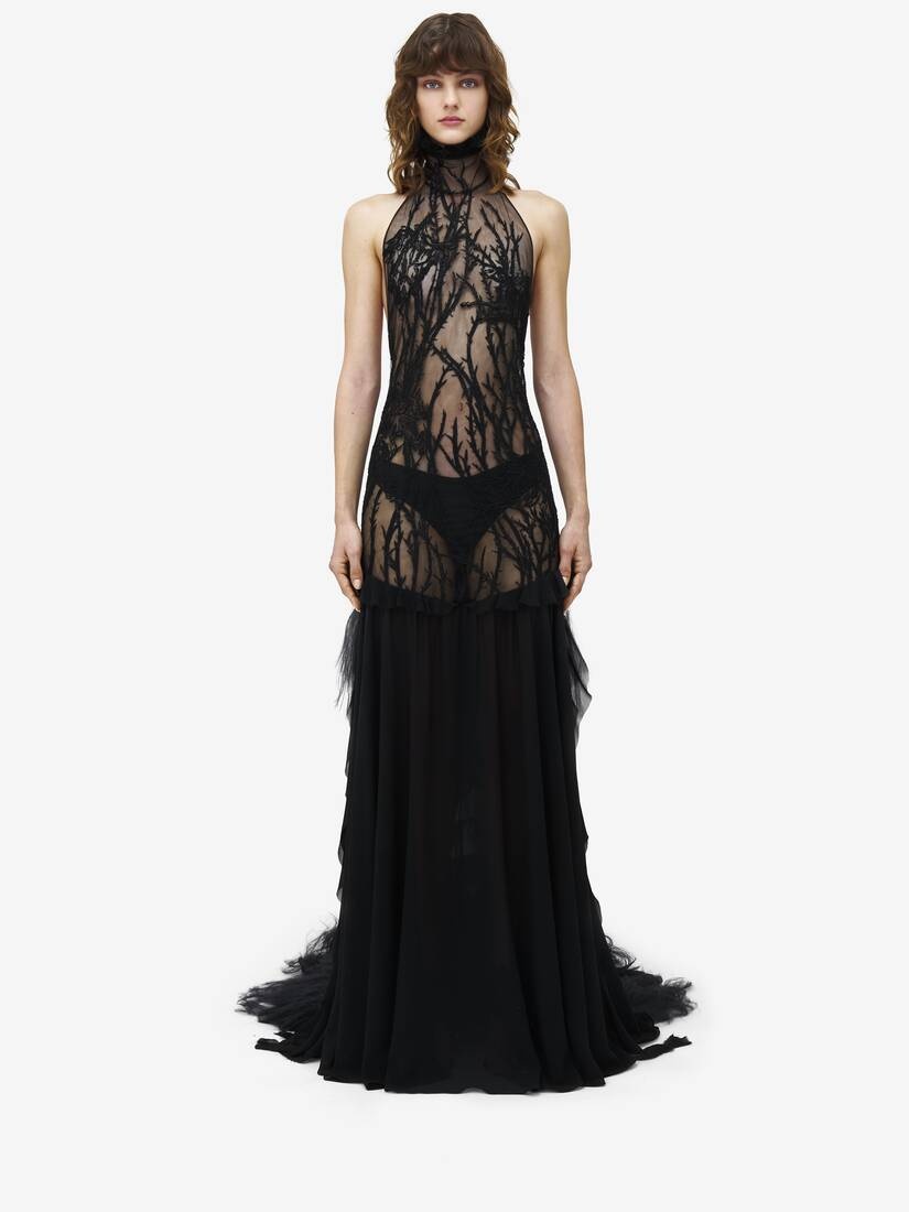 Hawthorn Branch Embroidery Evening Dress - 3