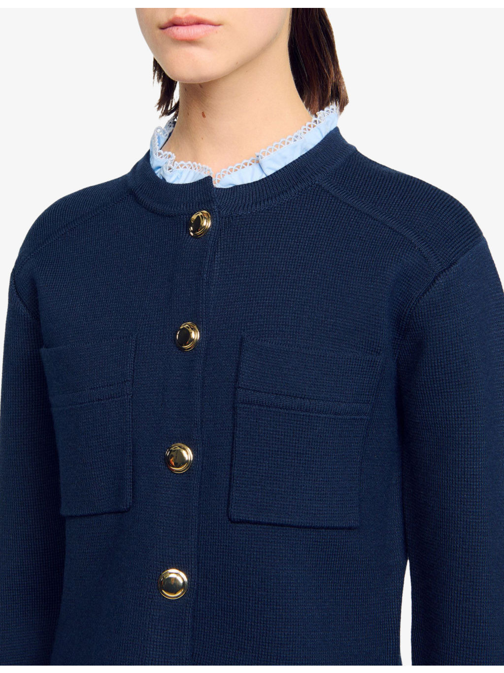 Denim-Collar Wool and Cashmere-Blend Cardigan - 5