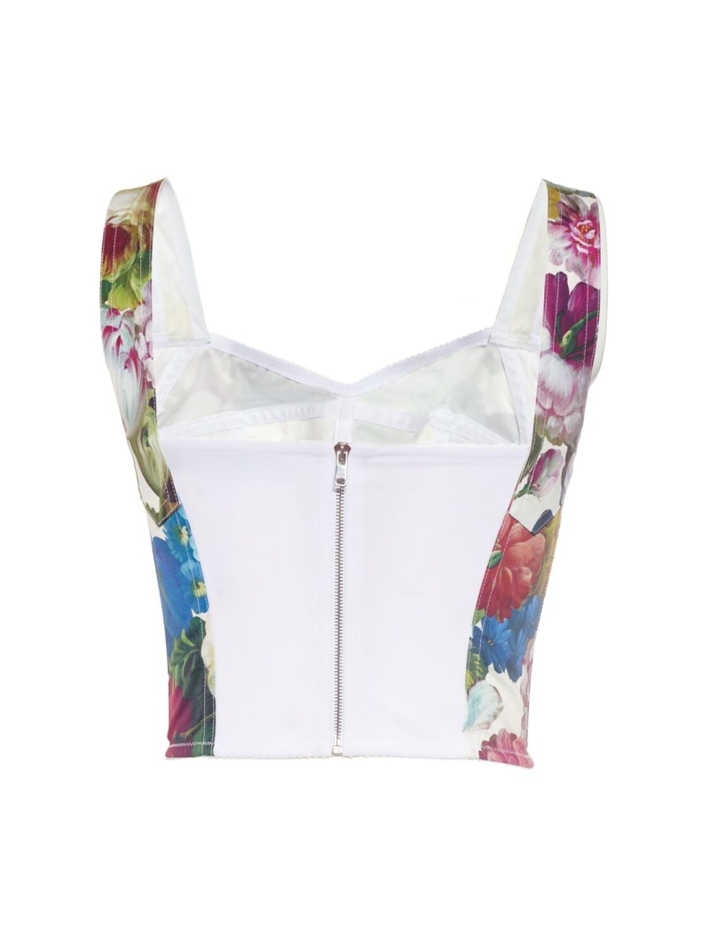 Flower print cotton poplin bustier top - 5