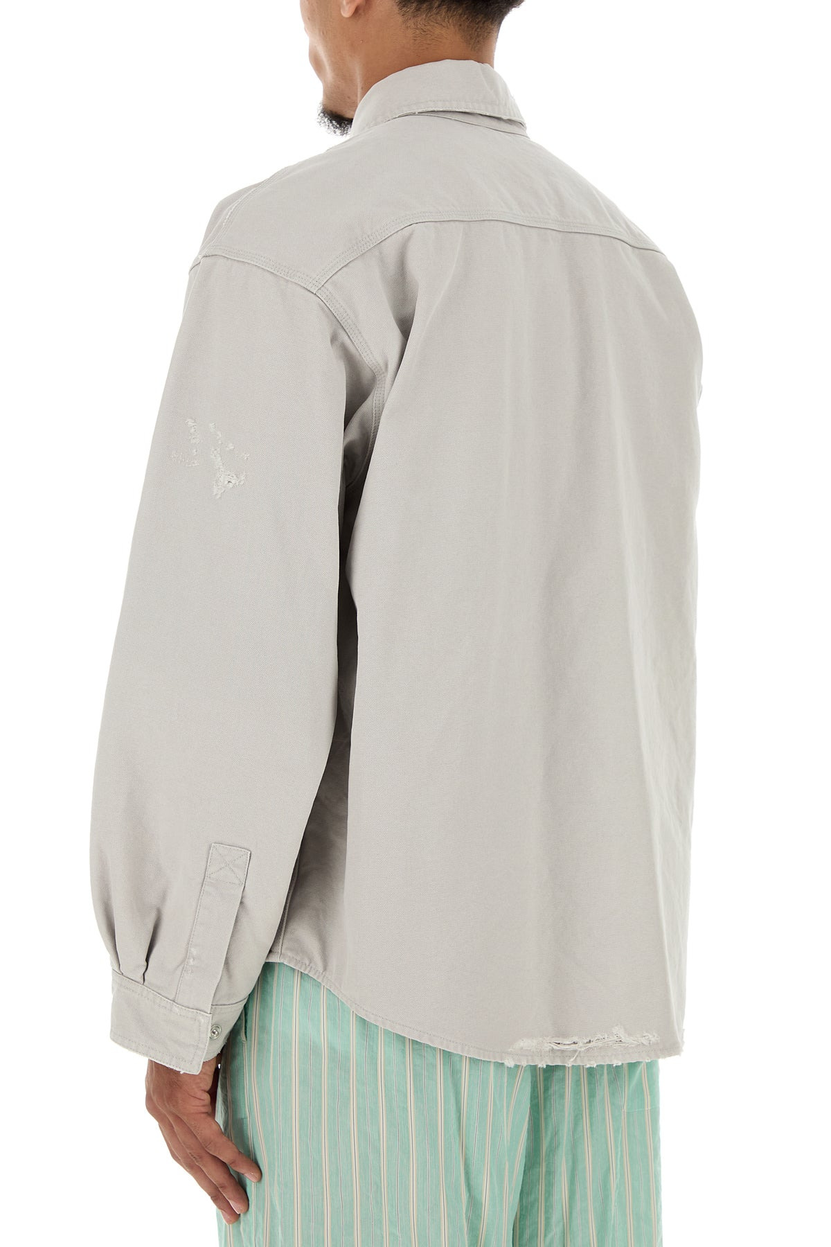 Light grey cotton oversize shirt - 4