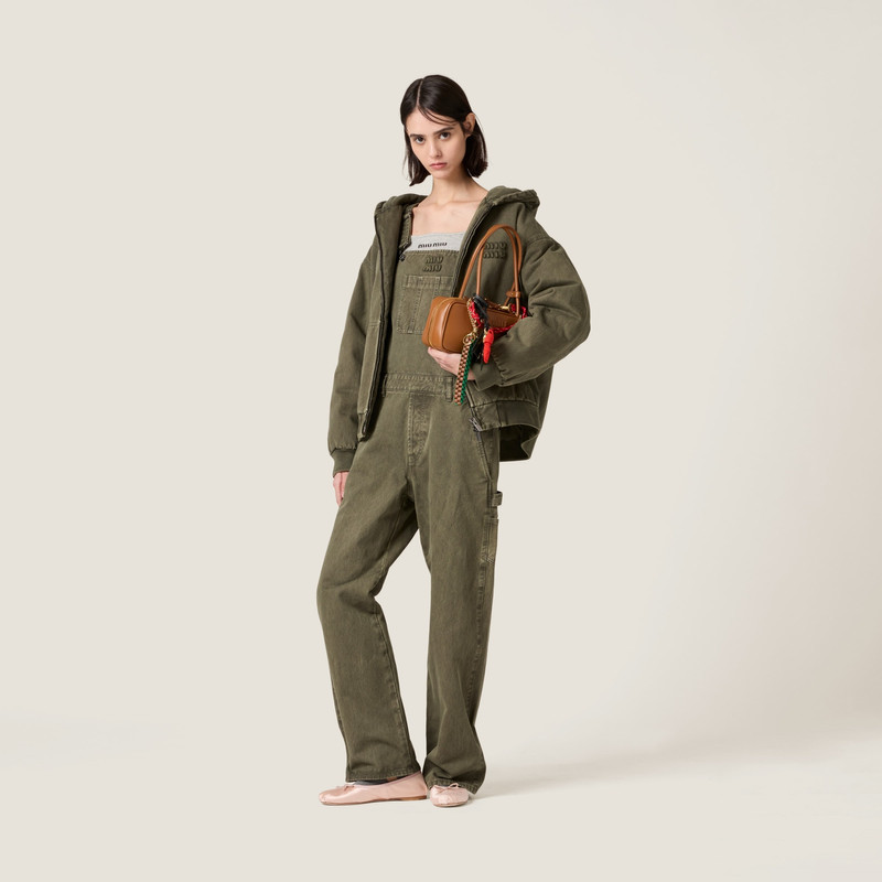 Miu Miu Garment-dyed blouson jacket with embroidered logo outlook