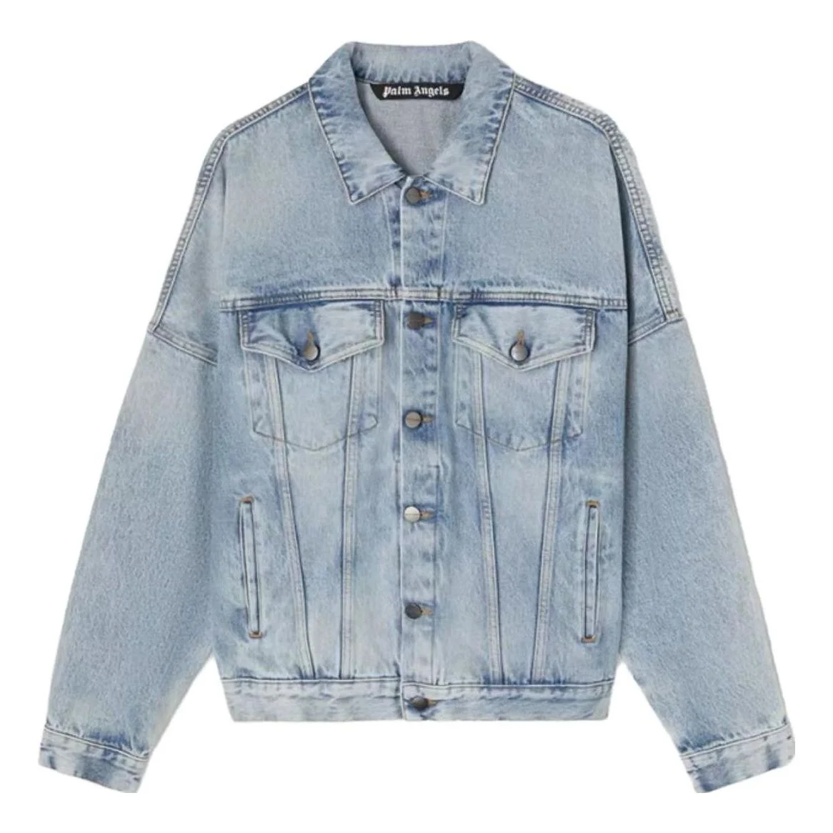 Palm Angels SS23 Back Logo Denim Jacket 'Light Blue' PMYE006C99DEN0024001 - 1