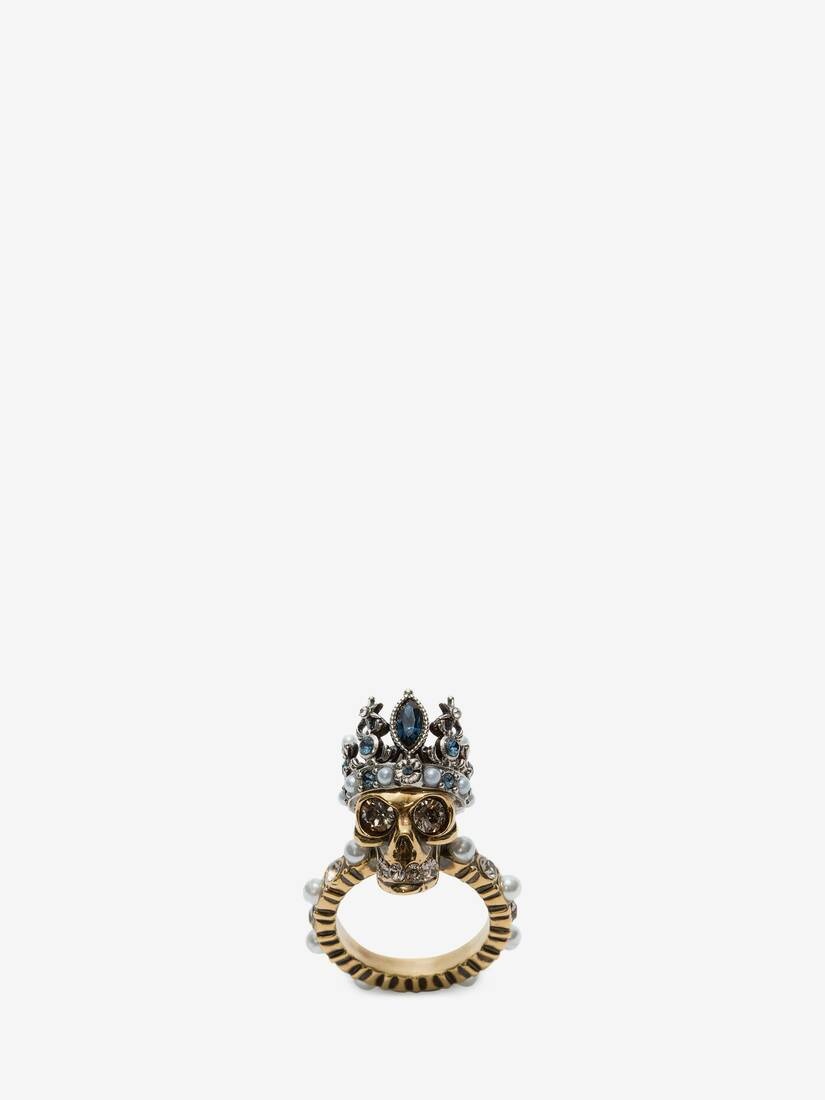 Queen Skull Ring in Antique Gold - 1