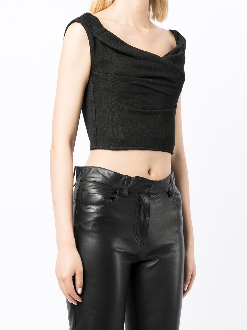 cowl-neck crop top - 3