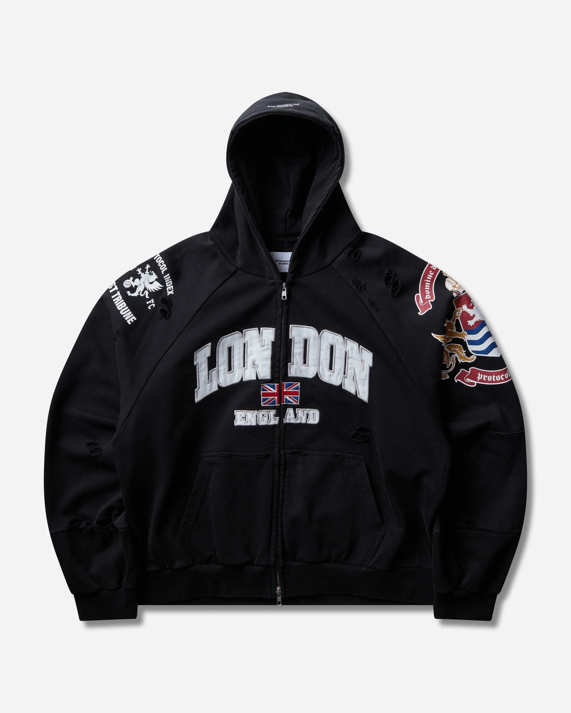 Men's London Folded Zip Hoodie Black - 1