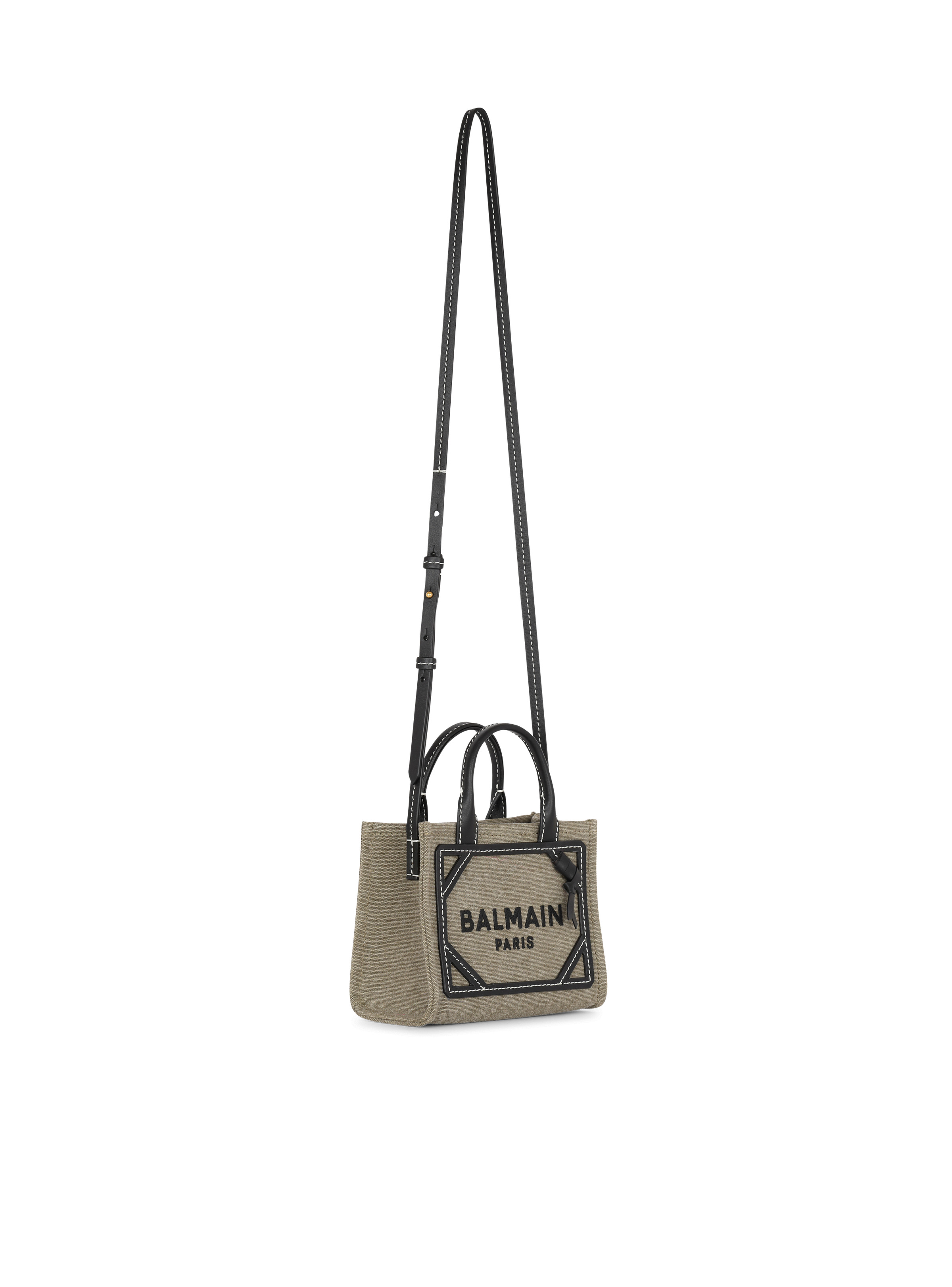B-Army mini canvas shopping bag with leather inserts - 2