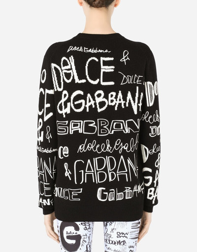 Dolce & Gabbana Wool sweater with intarsia and DG graffiti embroidery outlook