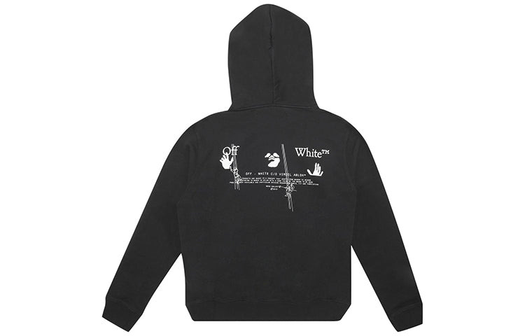 Off-White FW20 Embroidery Hooded Pullover Men Black OMBB034E20FLE0031001 - 2