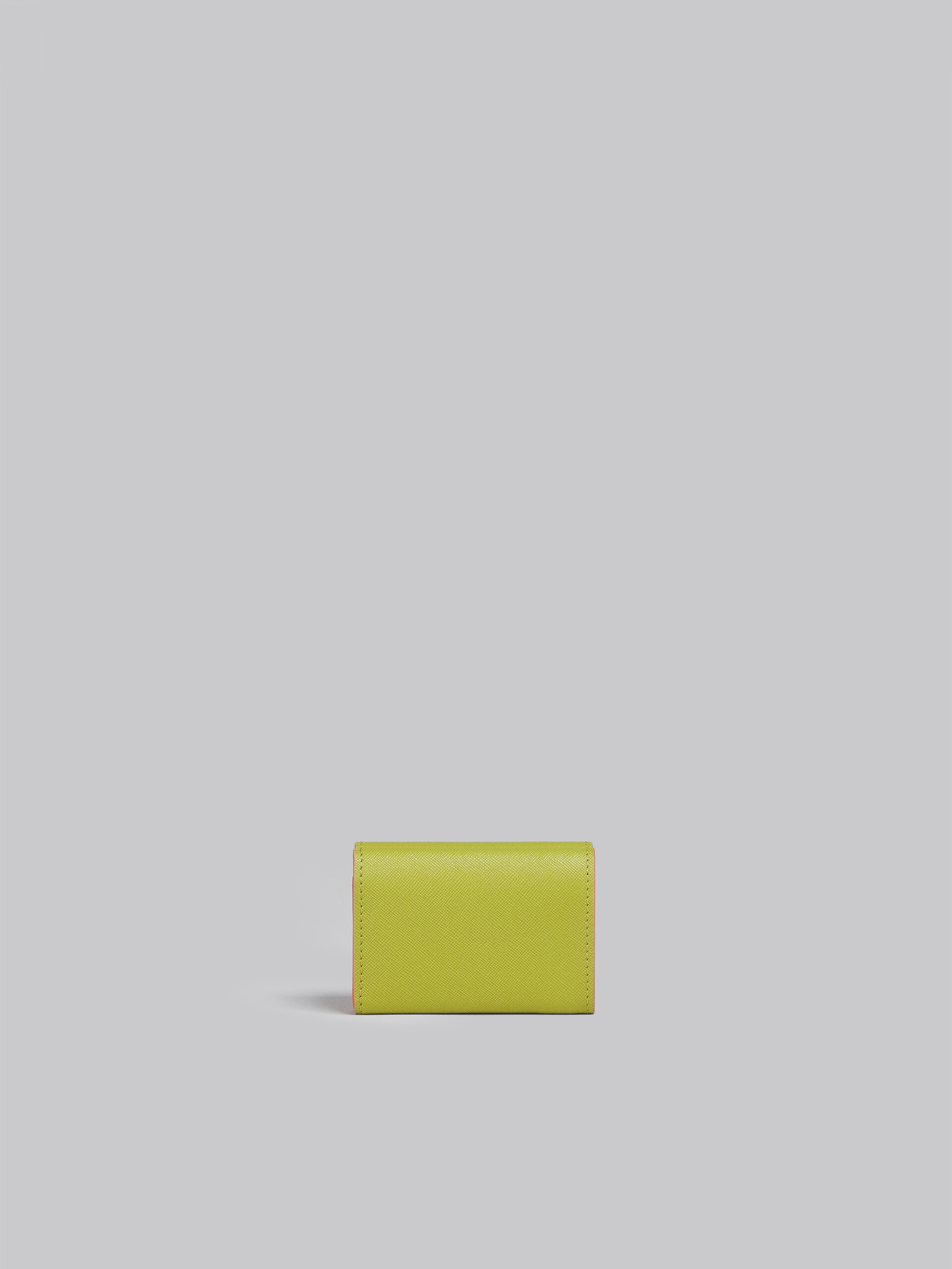 GREEN SAFFIANO LEATHER TRI-FOLD WALLET - 3