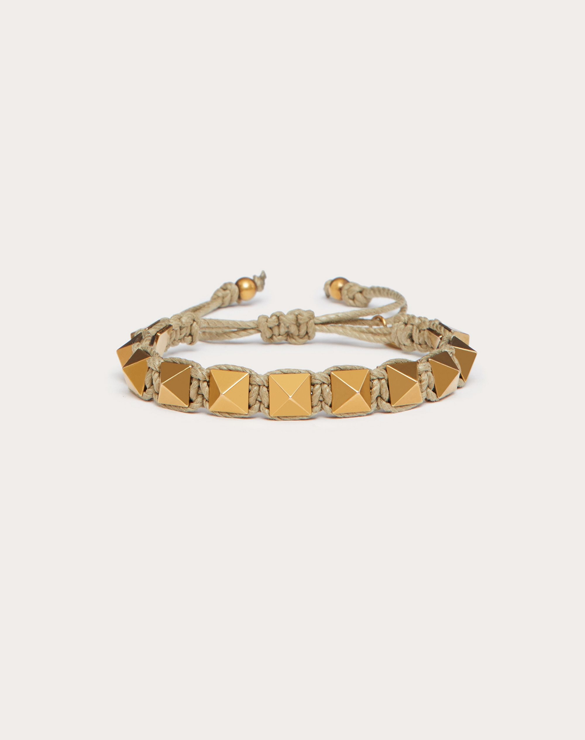 Rockstud Bracelet in Waxed Cotton and Metal - 1