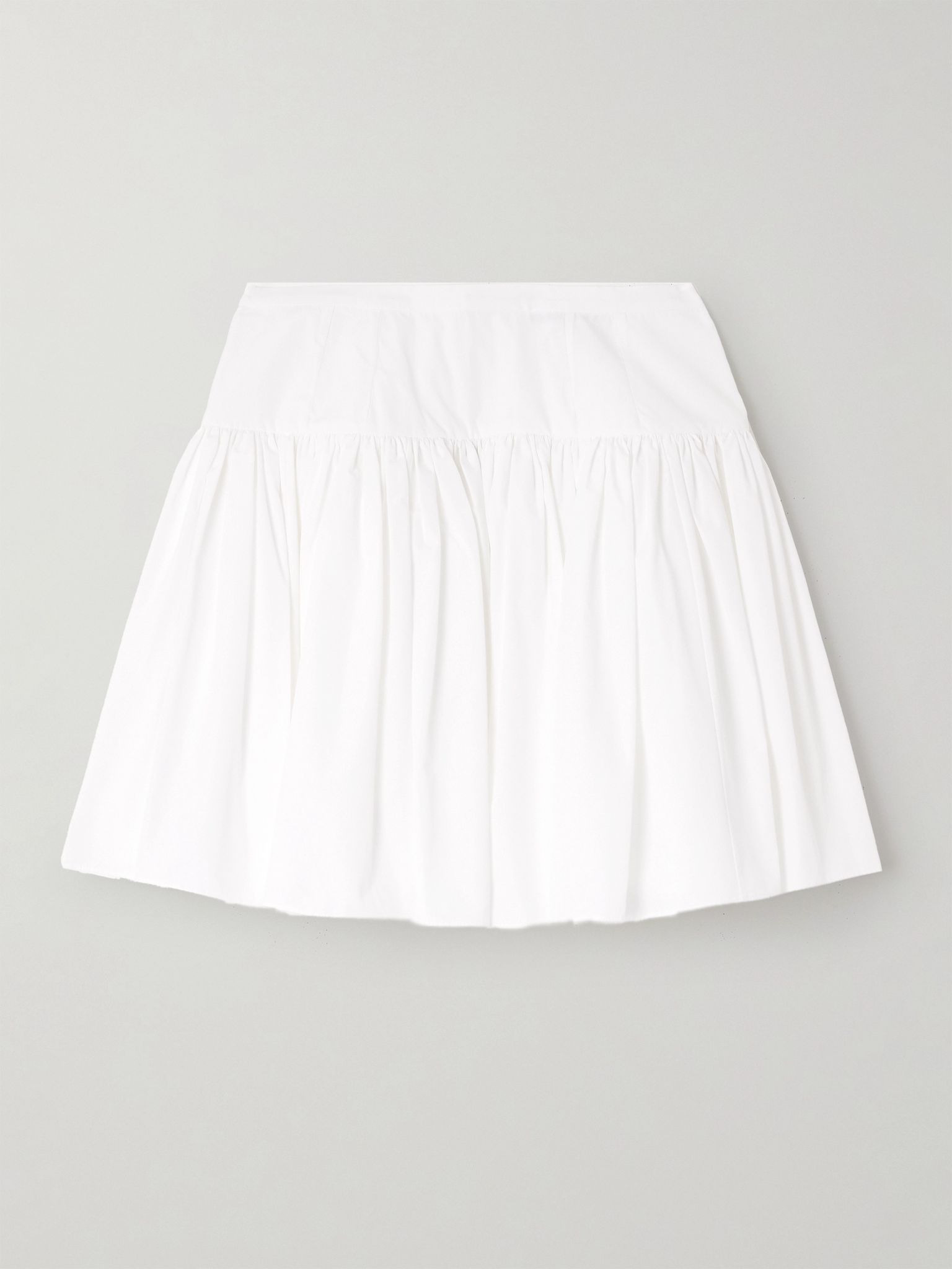 Pleated cotton-poplin mini skirt White - 1