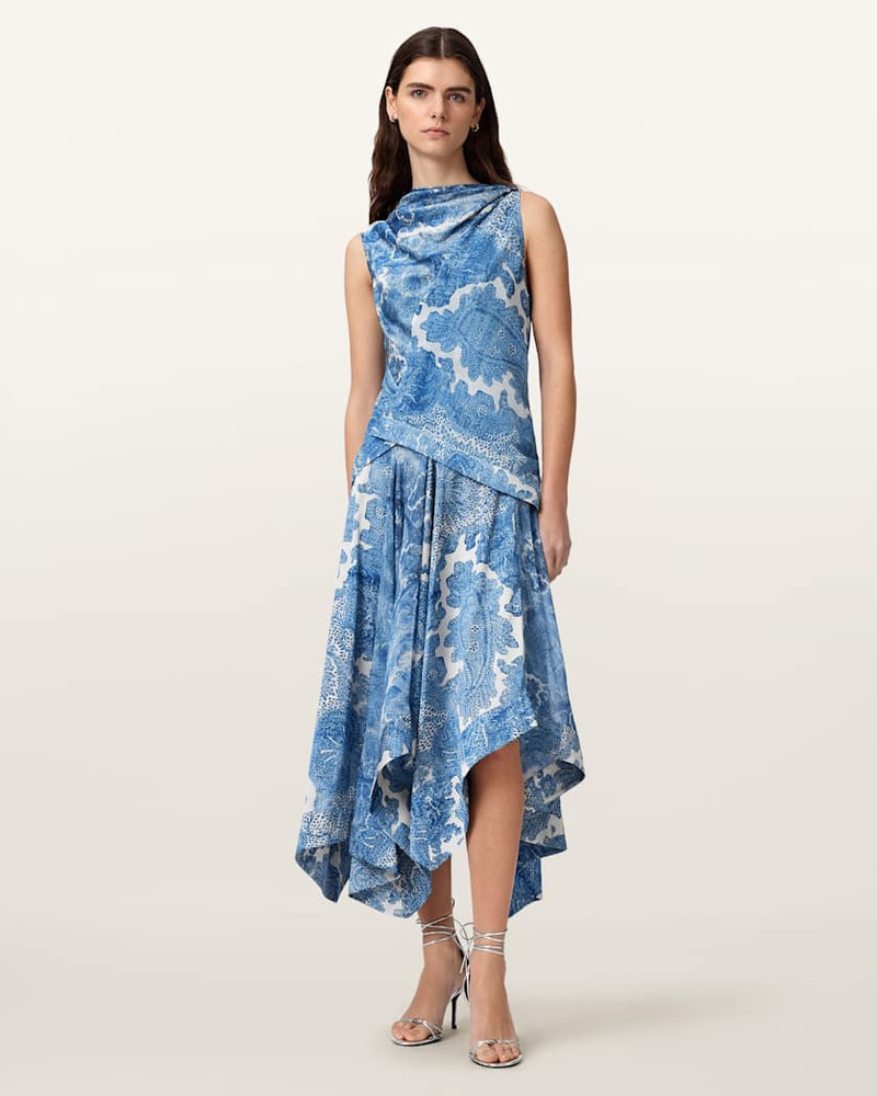 ALLSAINTS PRUE DRAPED ASYMMETRIC MIDI DRESS outlook