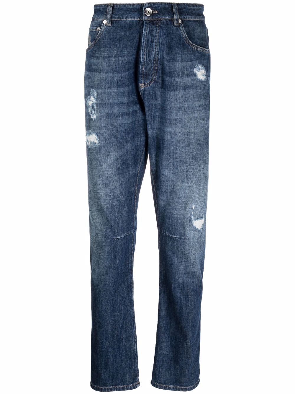 distressed straight-leg jeans - 1