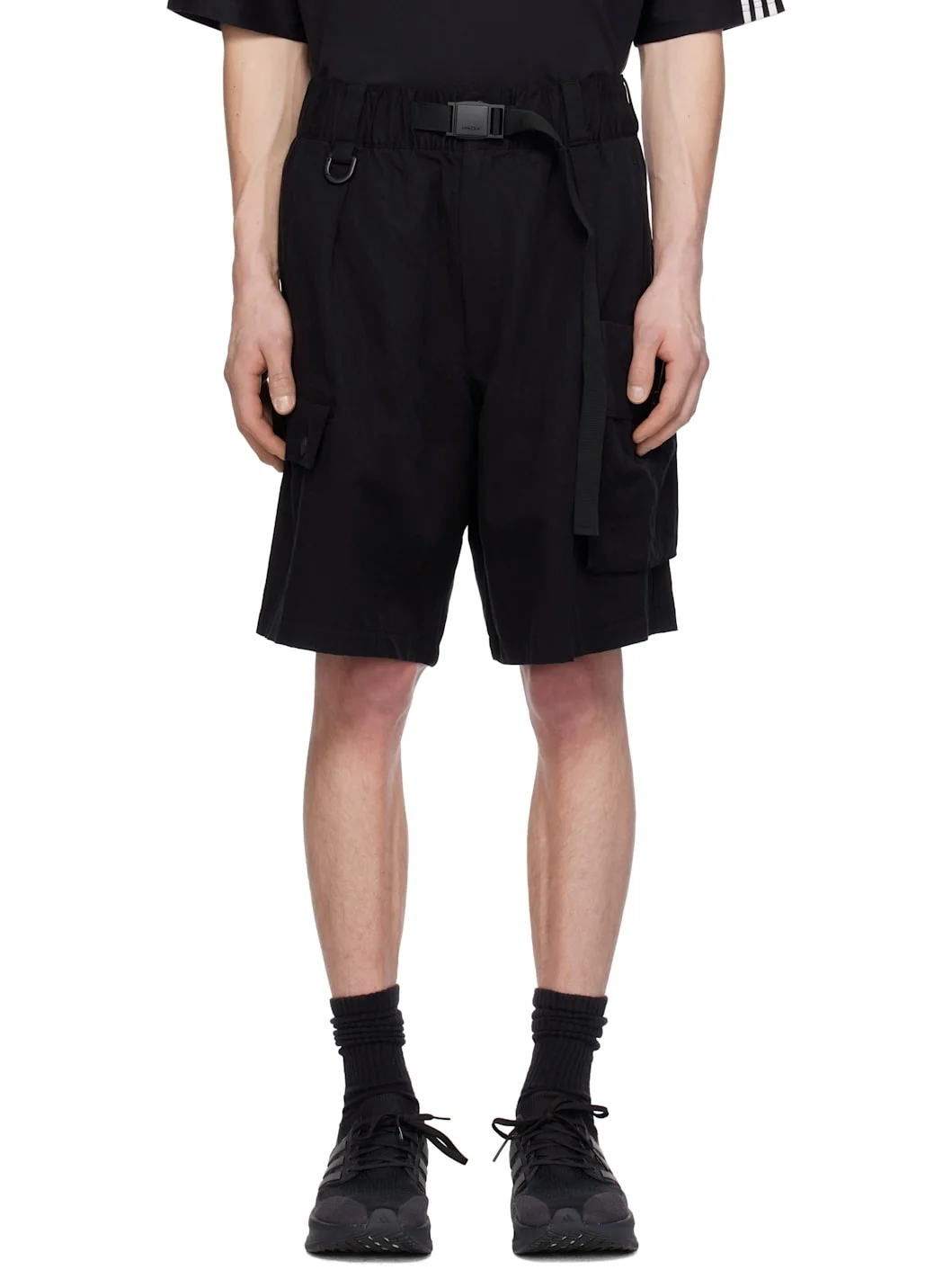 Black Twill Cargo Shorts - 1